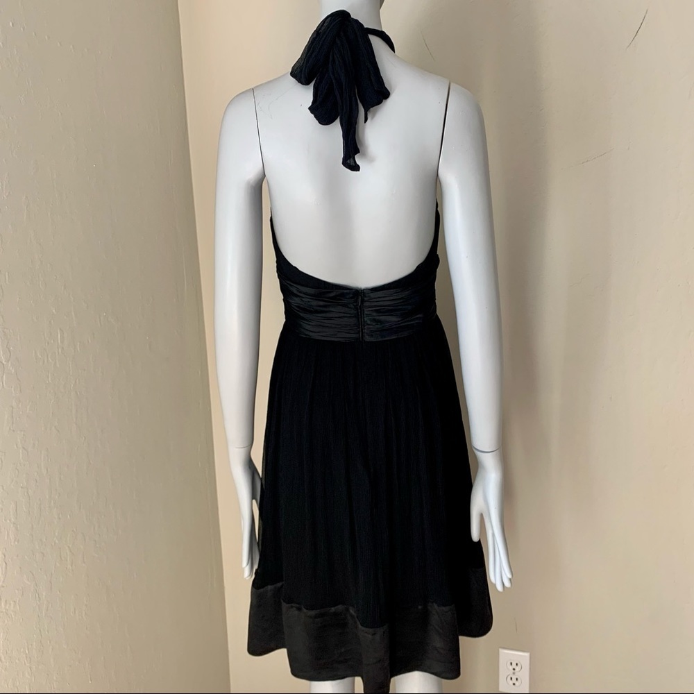 MAGGY LONDON Silk Halter Fit & Flare Midi Dress Black LBD Party Size 6P - Picture 9 of 16